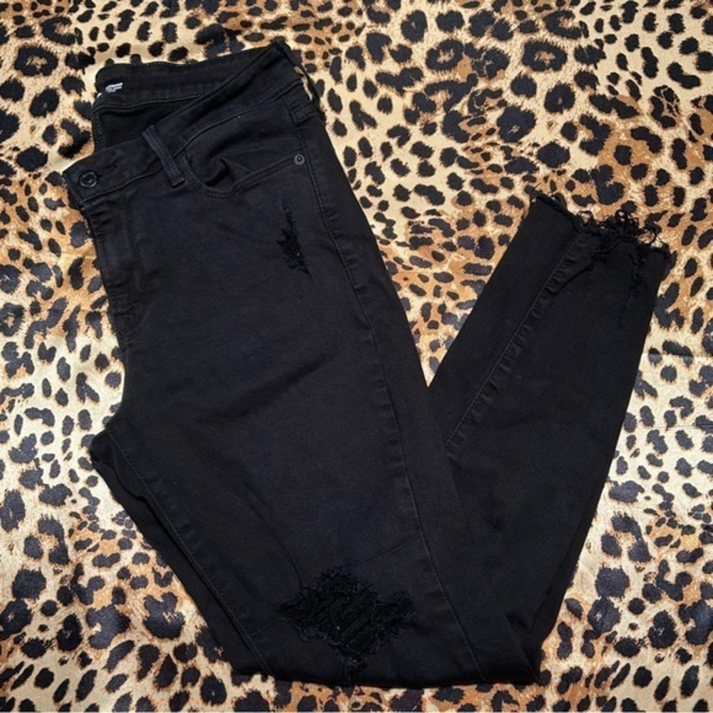 Old Navy Black Distressed Ankle Skinny Jeans